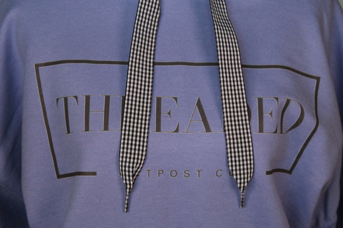 Lilac Sunflower Hoodie - Black and White Gingham Threads
