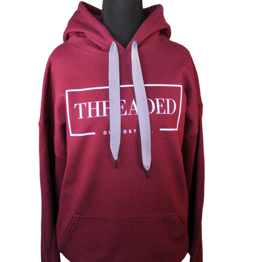 Maroon OG Threaded Hoodie - Black and White Threads