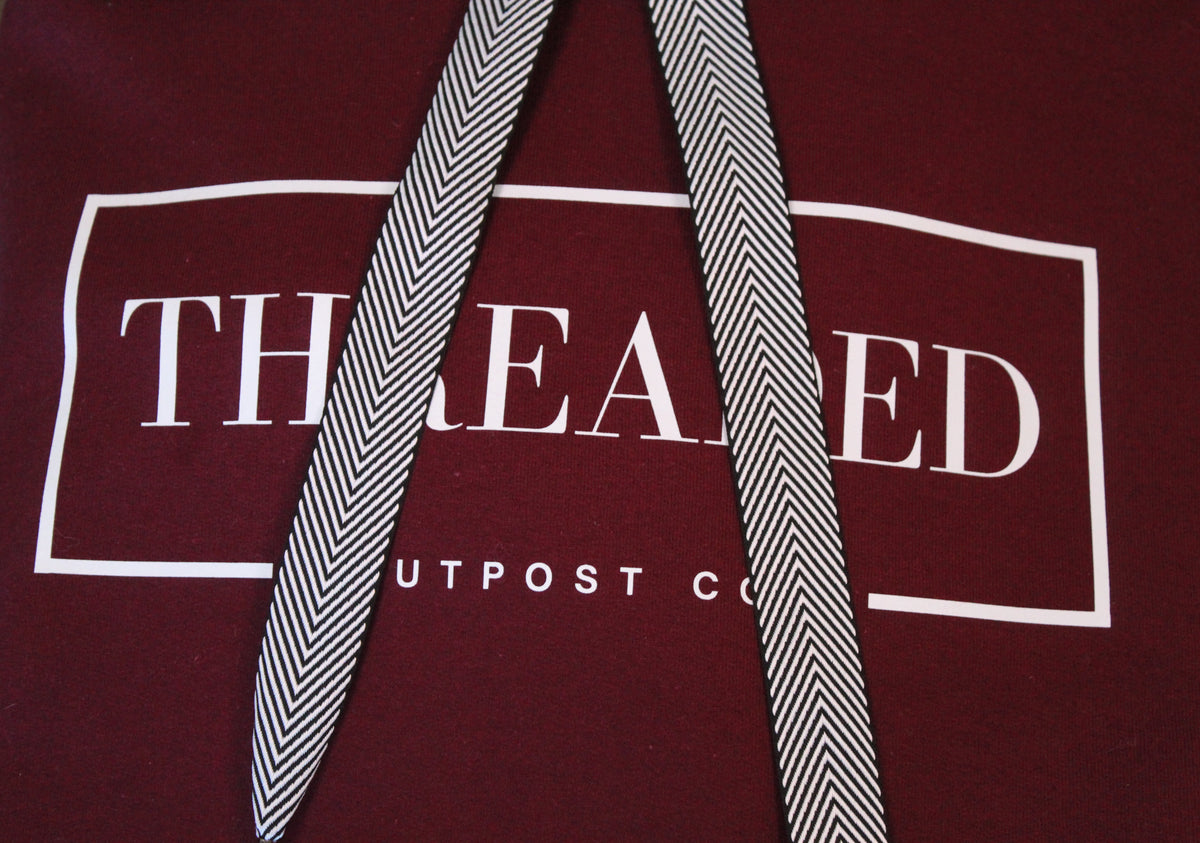 Maroon OG Threaded Hoodie - Black and White Threads
