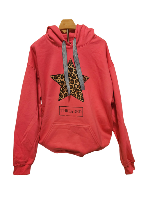 Coral Cheetah Star - Black and White Threads