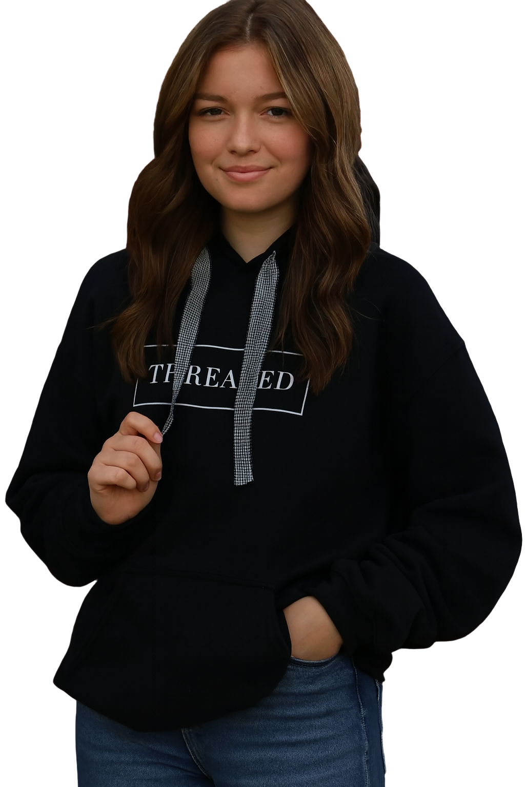 8 Ball Hoodie - Black and White Gingham Threads