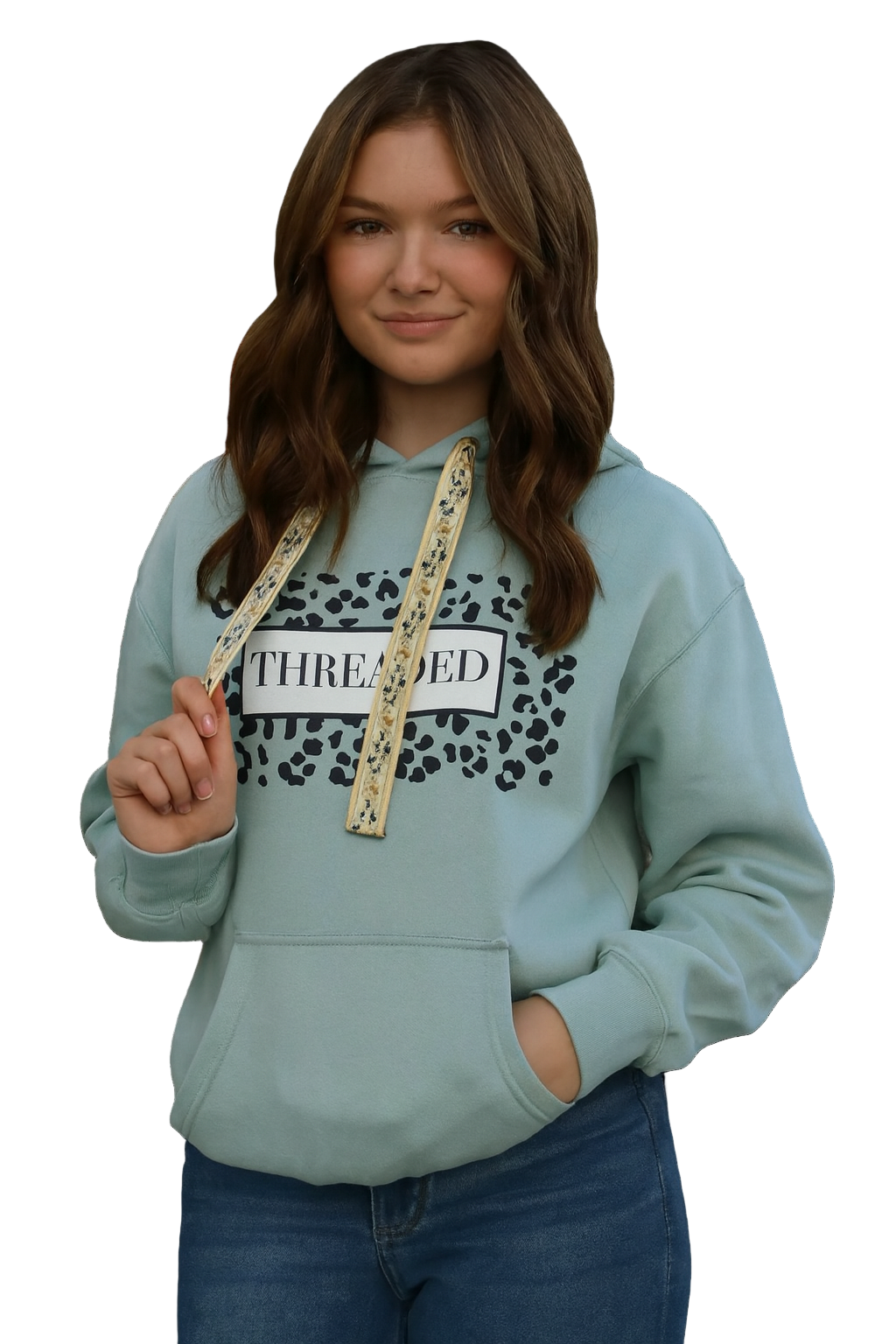 Cheetah Print Threaded Logo - Cream Floral Threads