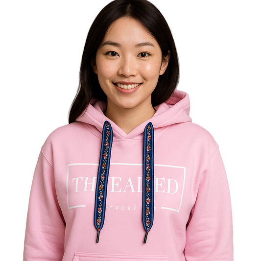Light Pink OG Threaded Hoodie - Navy Floral Threads