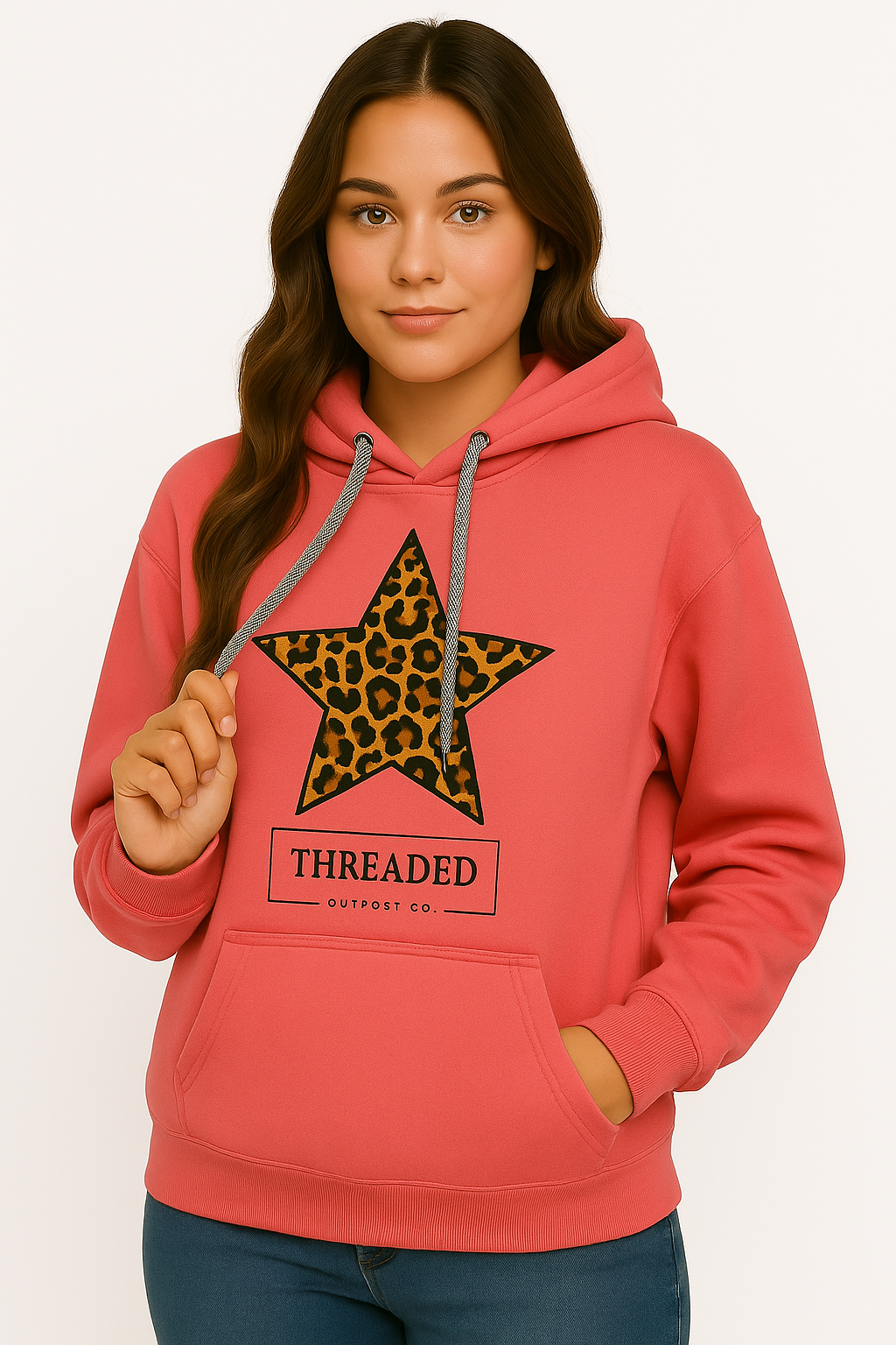 Coral Cheetah Star - Black and White Threads
