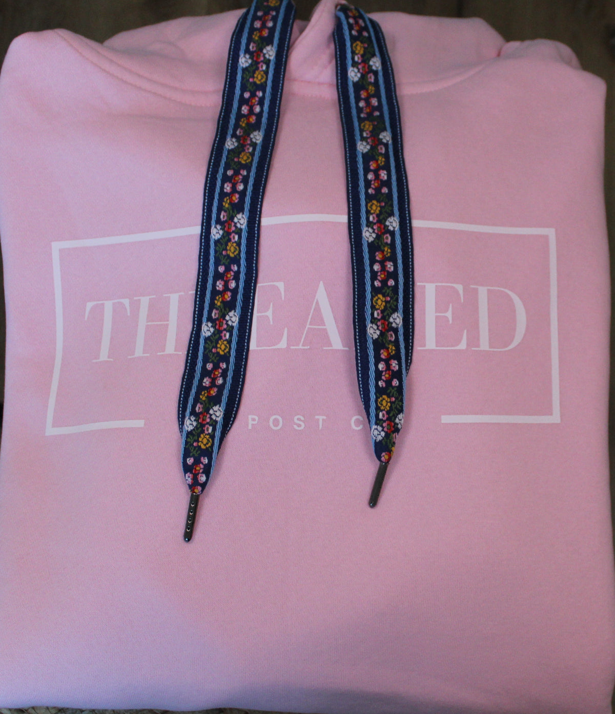 Light Pink OG Threaded Hoodie - Navy Floral Threads