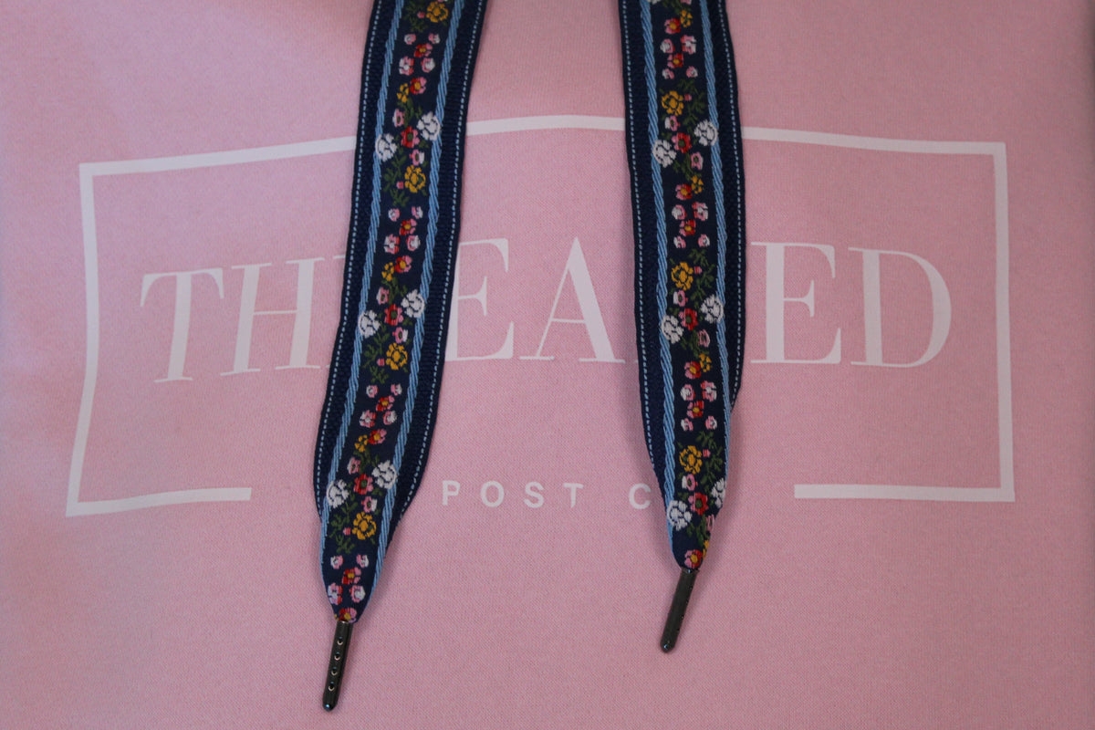 Light Pink OG Threaded Hoodie - Navy Floral Threads