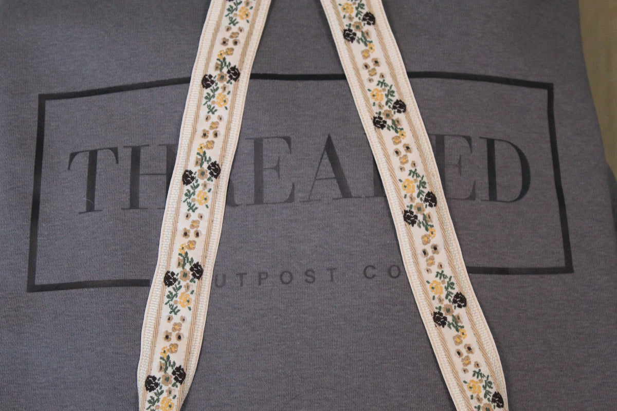 Gray OG Threaded Hoodie -  Cream Floral Threads