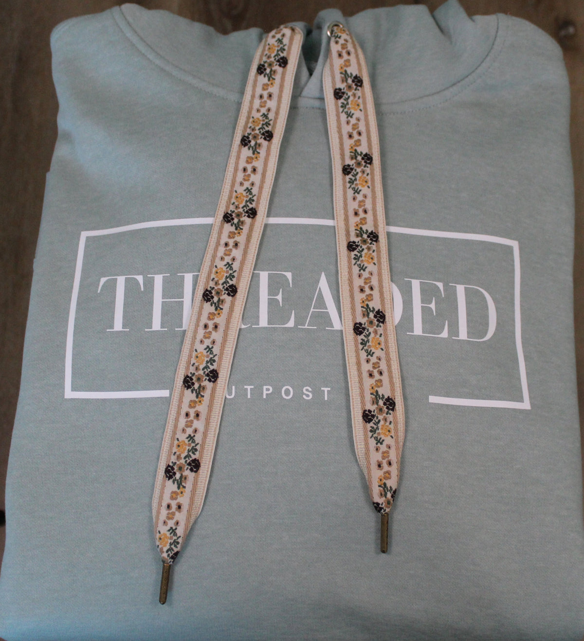 Sage OG Threaded Hoodie - Cream Floral Threads