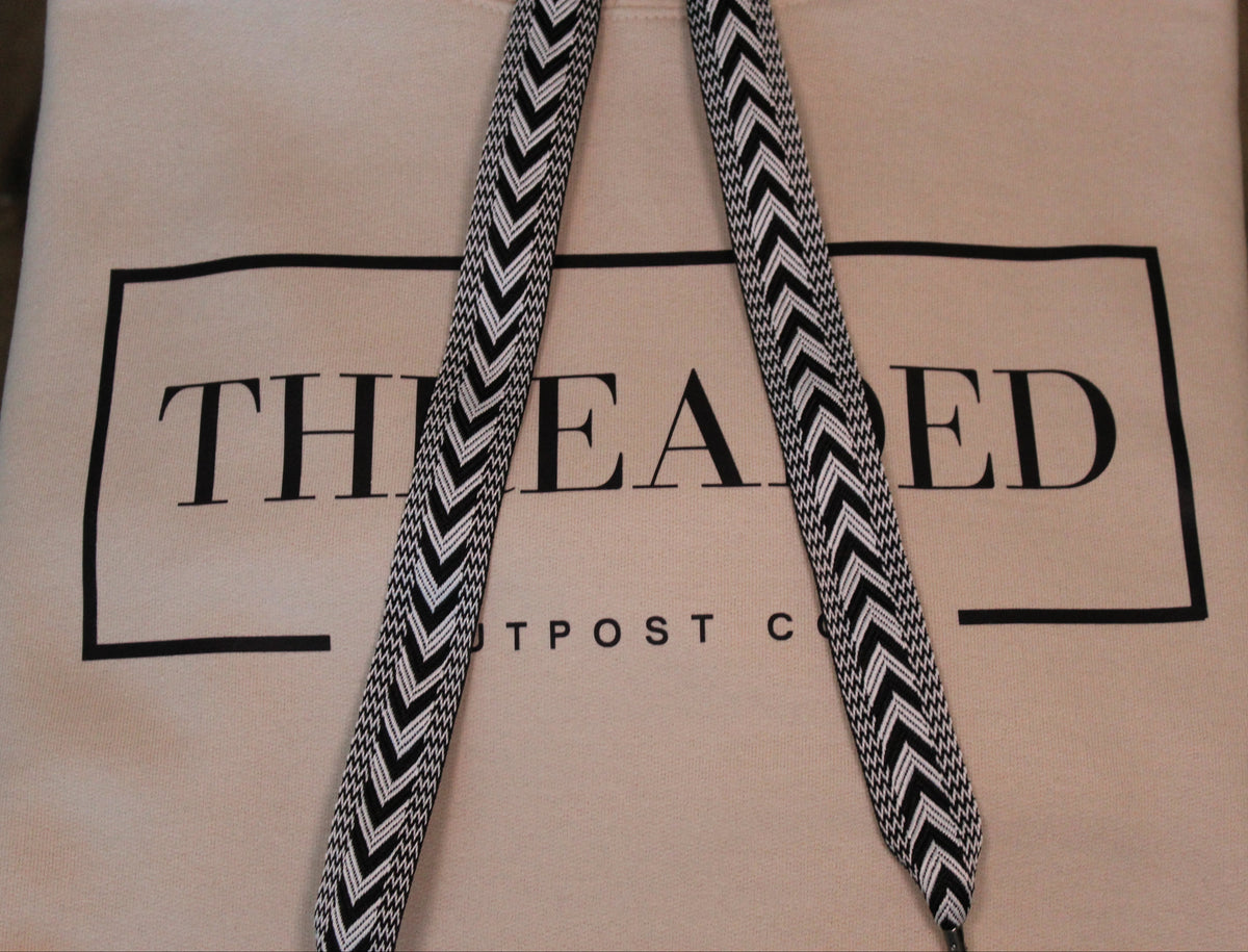Cream OG Threaded Hoodie - Black and White Bold Threads