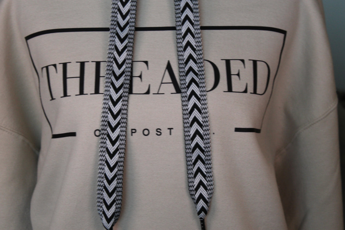 Cream OG Threaded Hoodie - Black and White Bold Threads