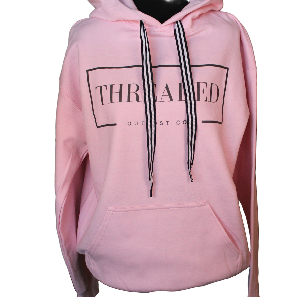Pink Sunflower Hoodie - Black and White Striped Threads
