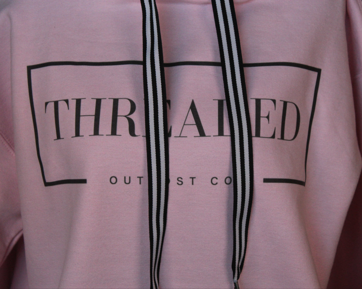 Pink Sunflower Hoodie - Black and White Striped Threads
