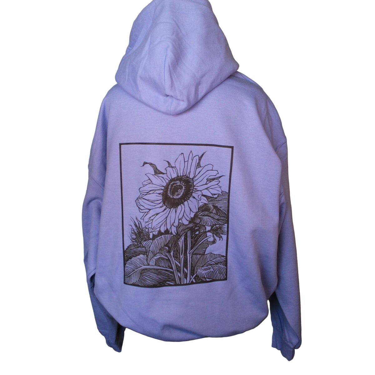 Lilac Sunflower Hoodie - Black and White Gingham Threads