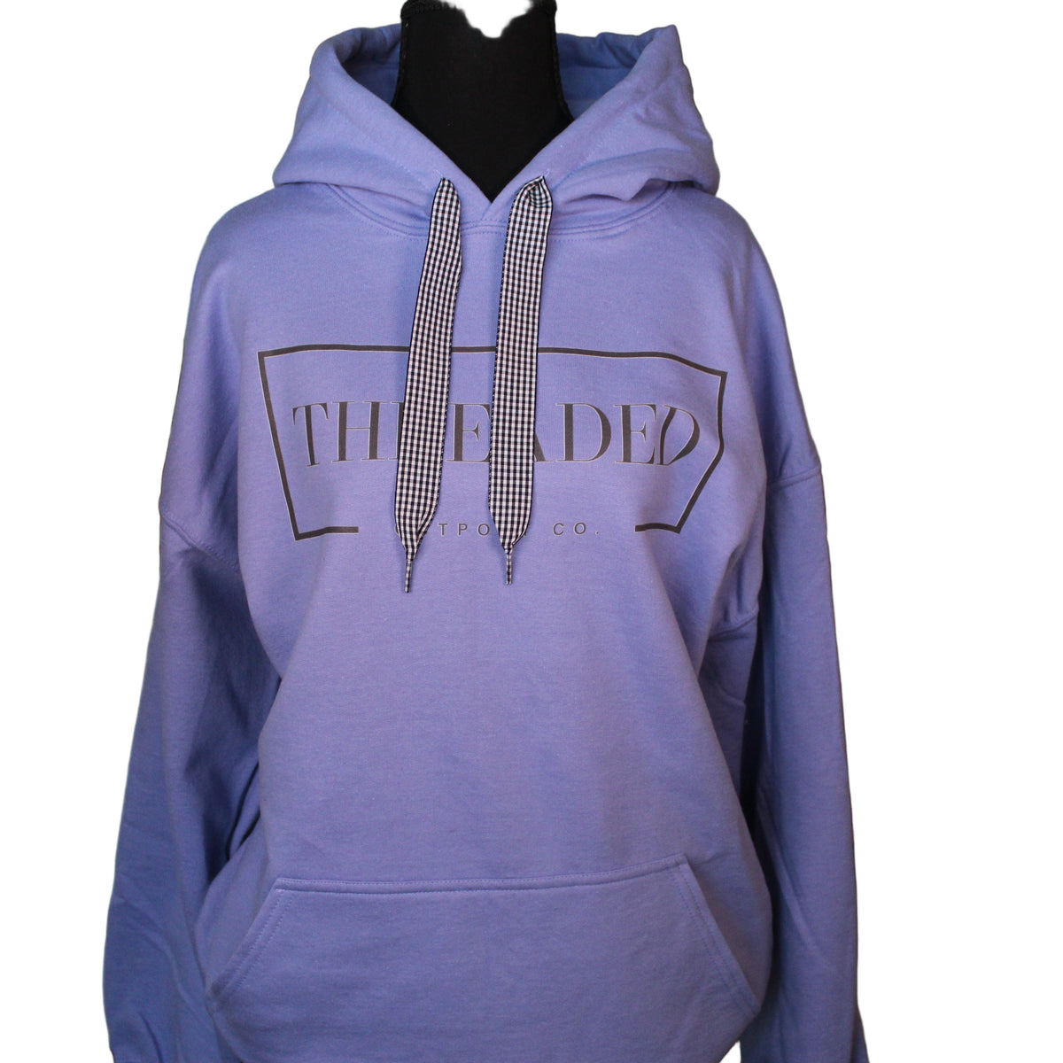 Lilac Sunflower Hoodie - Black and White Gingham Threads
